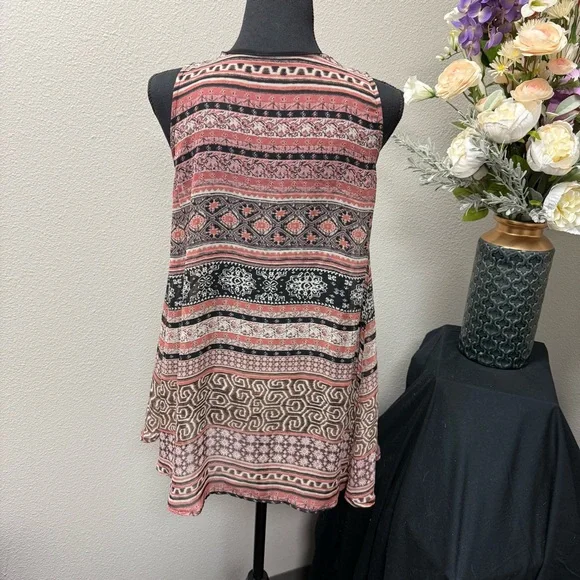 Wrangler Women’s Boho Patchwork Sleeveless Tunic Top Small Multicolor Summer - Picture 4 of 7